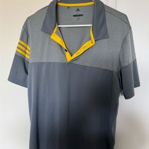 Adidas Men's Polo Shirt in Gray and Yellow - L - DRI-FIT
